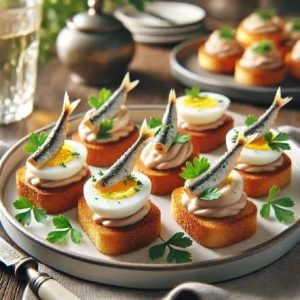 Canapés de Huevo con Anchoas para 30 Personas