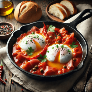 huevos-al-plato-con-jamon-y-pimientos-para-12-personas